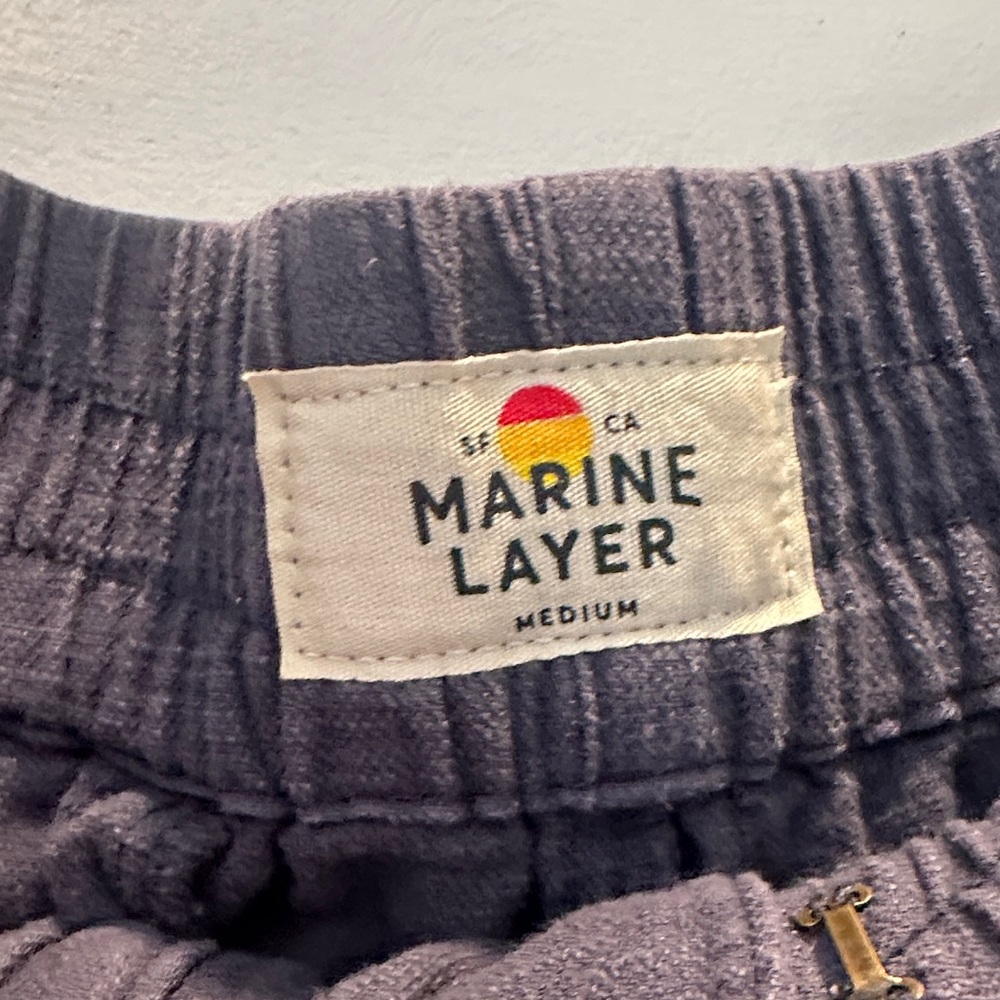 Women’s Marine Layer Relaxed Crop Pant Linen dark blue size medium - Picture 2 of 5